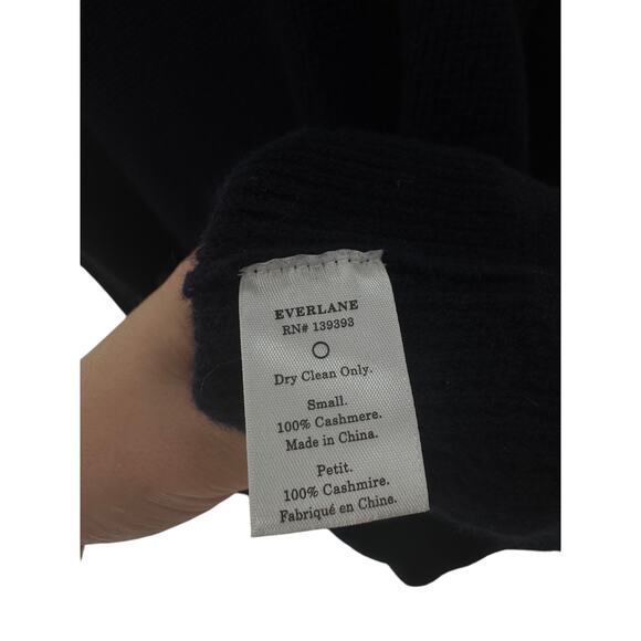 Everlane Waffle Knit Cashmere Sweater The Classic Crew Neck Men's Small Navy - Picture 6 of 6